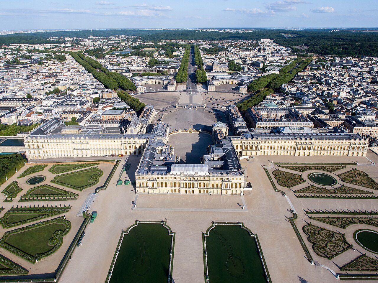 Aerial view of the formal gardens and Grand Canal